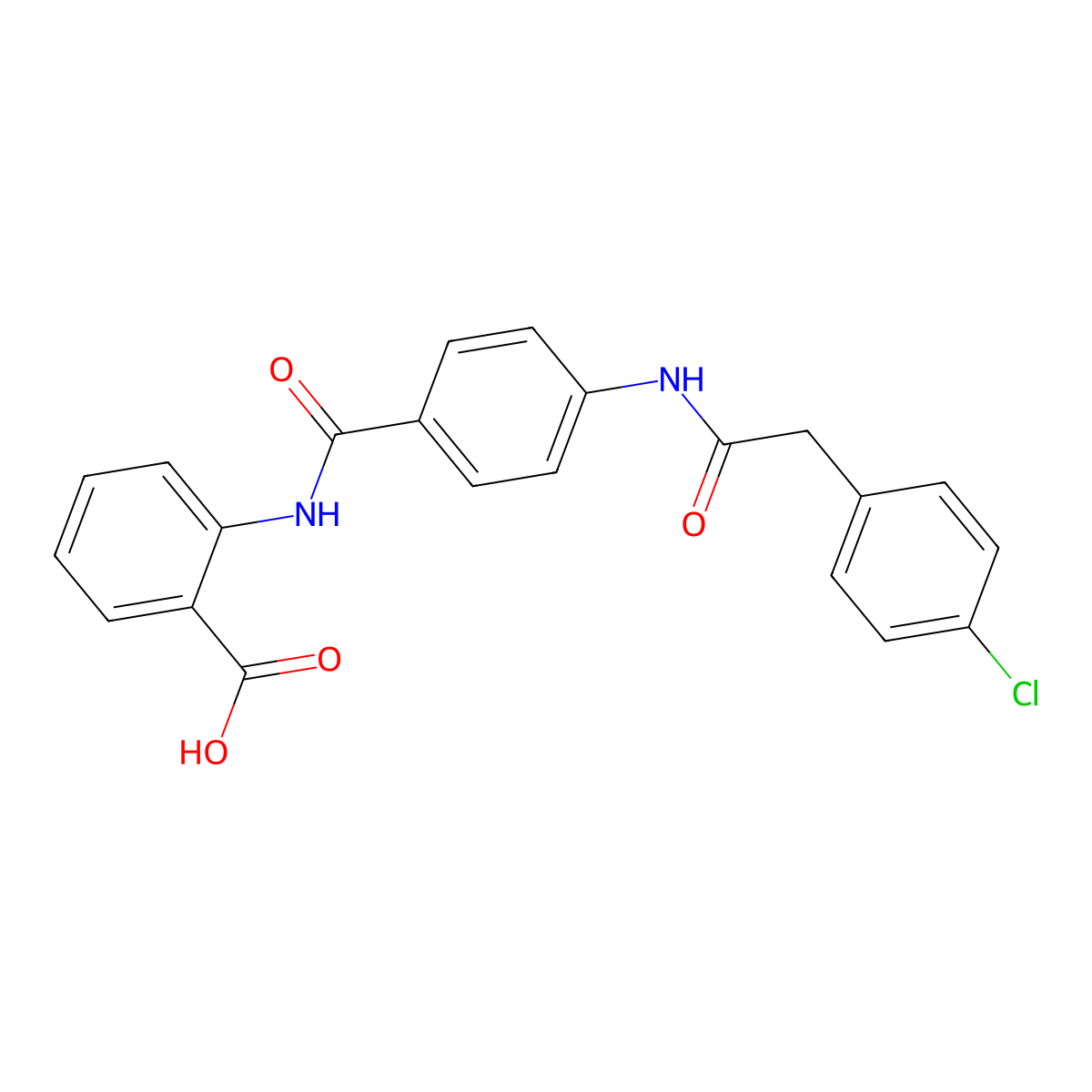2-{[(4-{[(4-Chlorophenyl)acetyl]amino}phenyl)carbonyl]amino}benzoic acid molecular structure, CAS 500262-49-7
