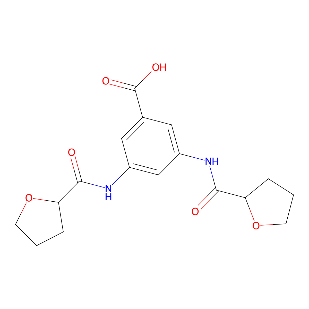 3,5-Bis[(tetrahydro-2-furanylcarbonyl)amino]benzoic acid molecular structure, CAS 500262-61-3
