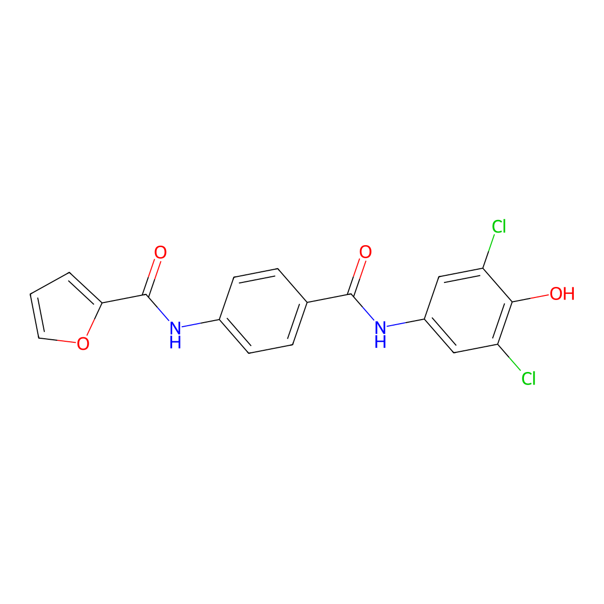 N-[4-[(3,5-dichloro-4-hydroxyphenyl)carbamoyl]phenyl]furan-2-carboxamide molecular structure, CAS 500262-77-1
