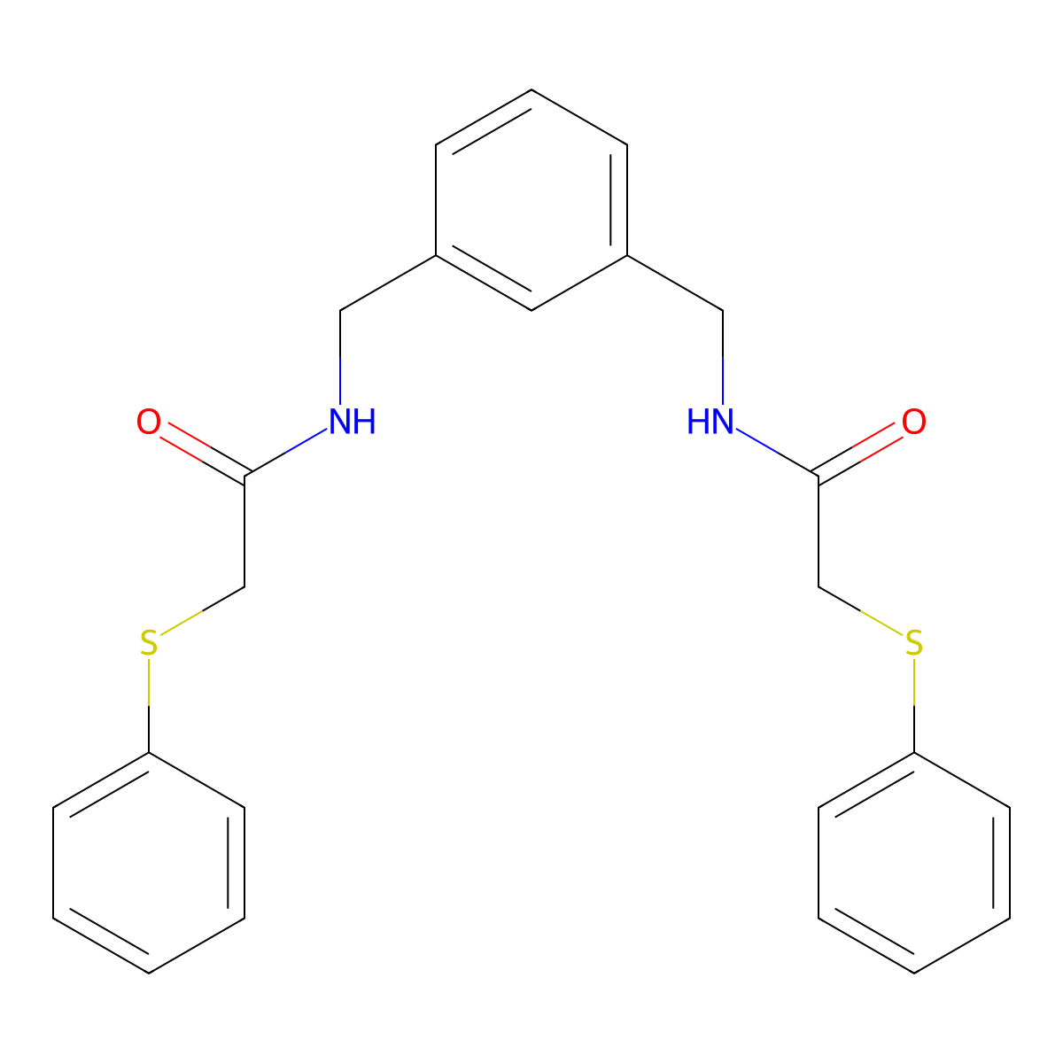 2-phenylsulfanyl-N-[[3-[[(2-phenylsulfanylacetyl)amino]methyl]phenyl]methyl]acetamide molecular structure, CAS 500262-95-3