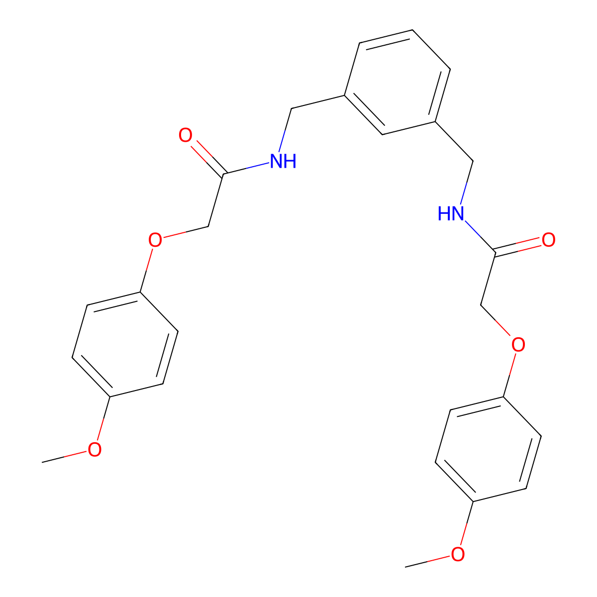 2-(4-methoxyphenoxy)-N-[[3-[[[2-(4-methoxyphenoxy)acetyl]amino]methyl]phenyl]methyl]acetamide molecular structure, CAS 500262-96-4