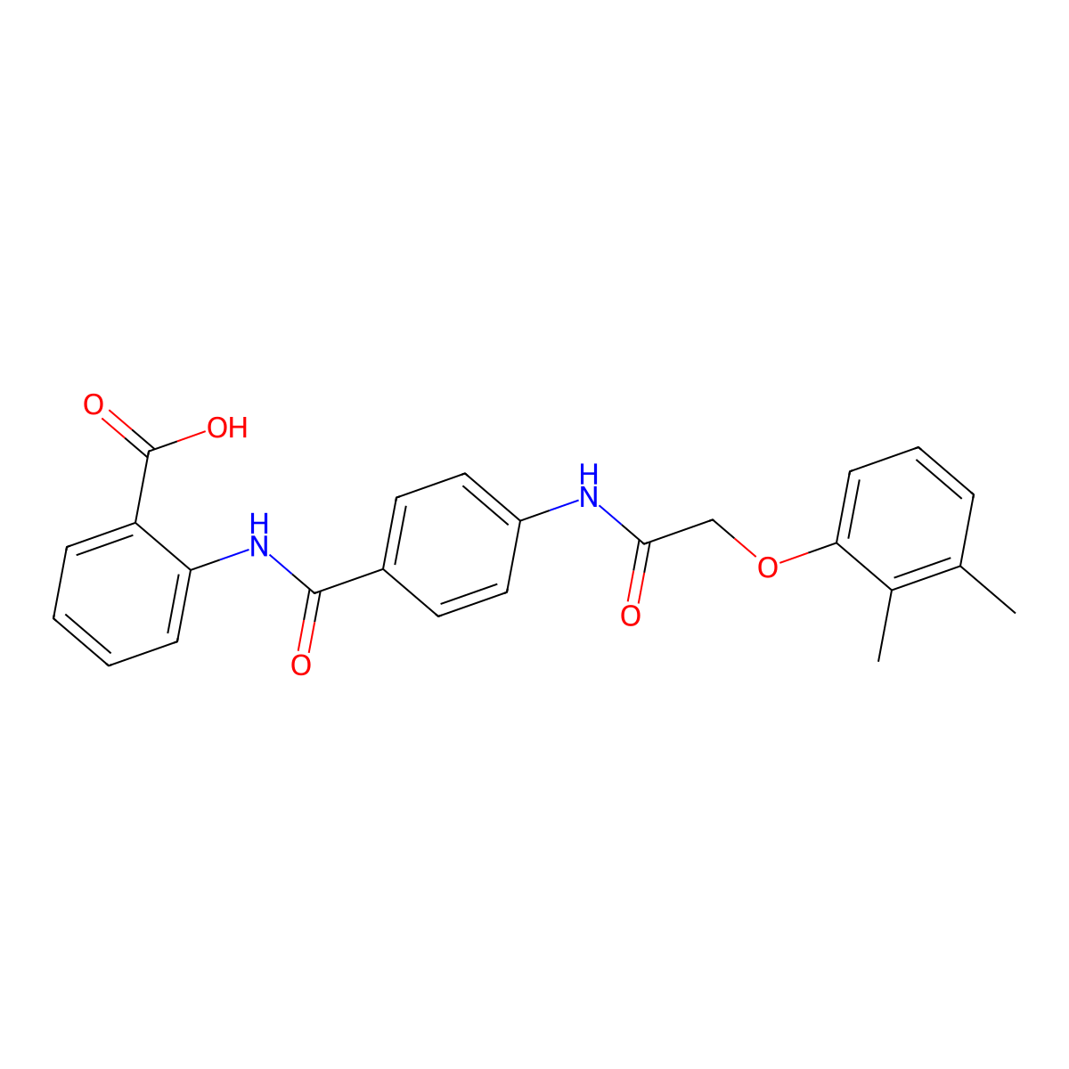 2-[[4-[[2-(2,3-dimethylphenoxy)acetyl]amino]benzoyl]amino]benzoic Acid molecular structure, CAS 500262-98-6