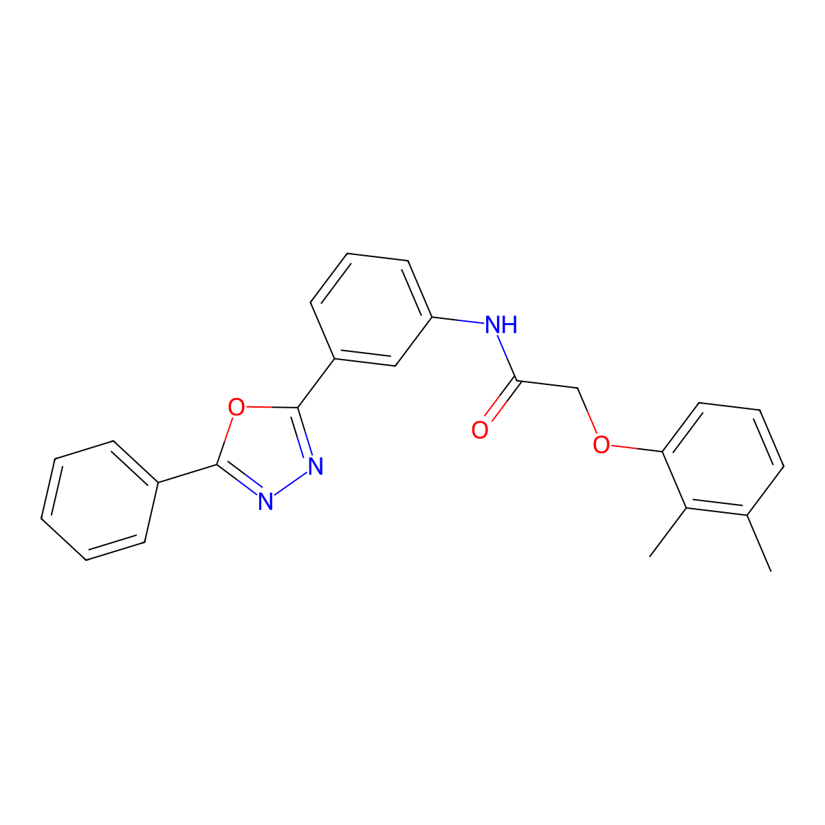 2-(2,3-dimethylphenoxy)-N-[3-(5-phenyl-1,3,4-oxadiazol-2-yl)phenyl]acetamide molecular structure, CAS 500263-03-6