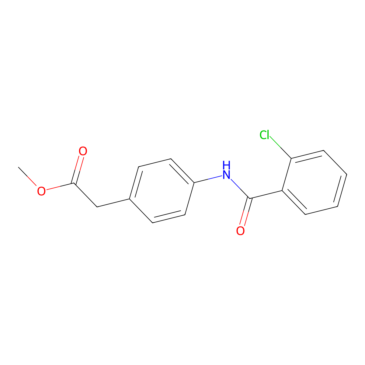 Methyl {4-[(2-chlorobenzoyl)amino]phenyl}acetate molecular structure, CAS 500263-11-6