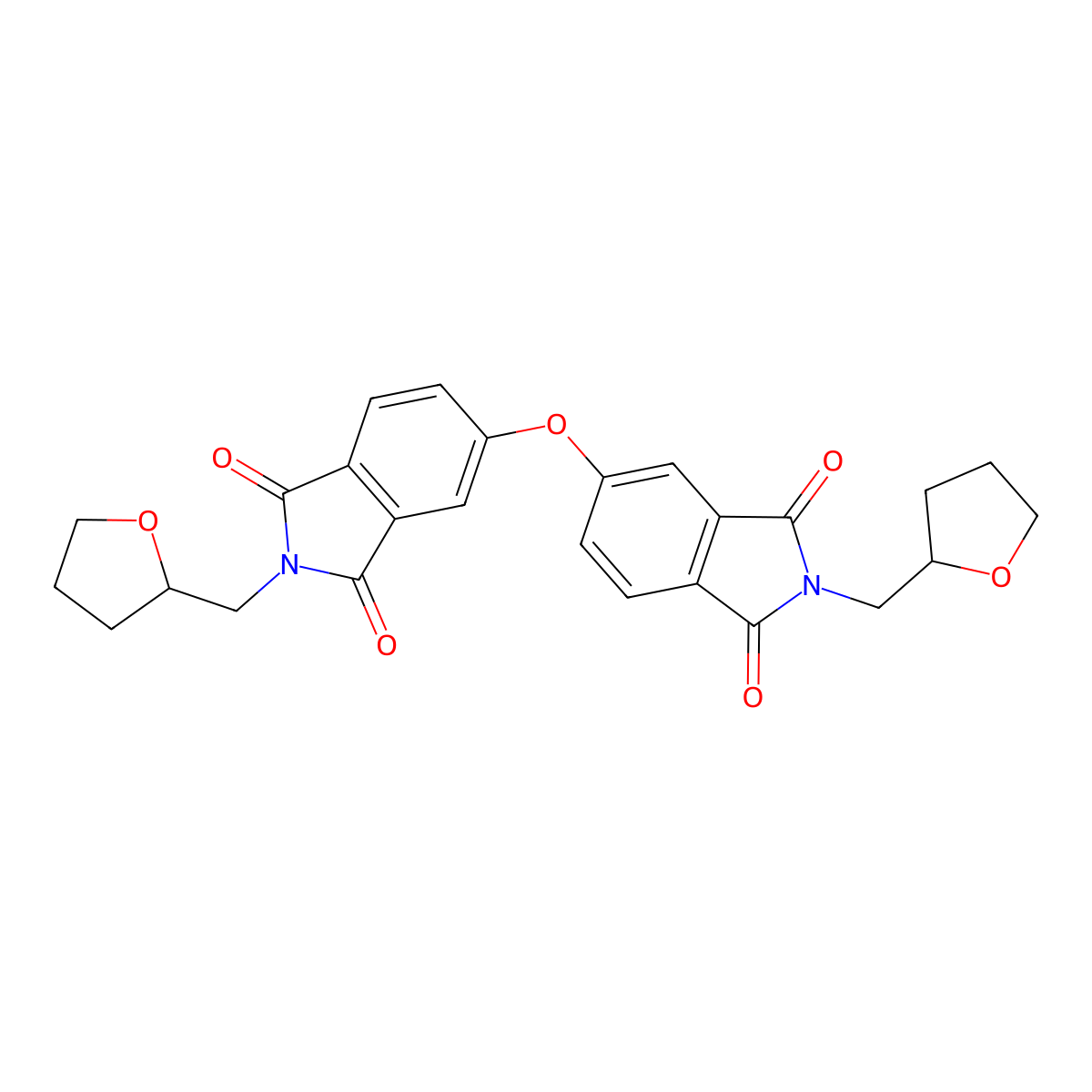5-[1,3-Dioxo-2-(oxolan-2-ylmethyl)isoindol-5-yl]oxy-2-(oxolan-2-ylmethyl)isoindole-1,3-dione molecular structure, CAS 500263-19-4