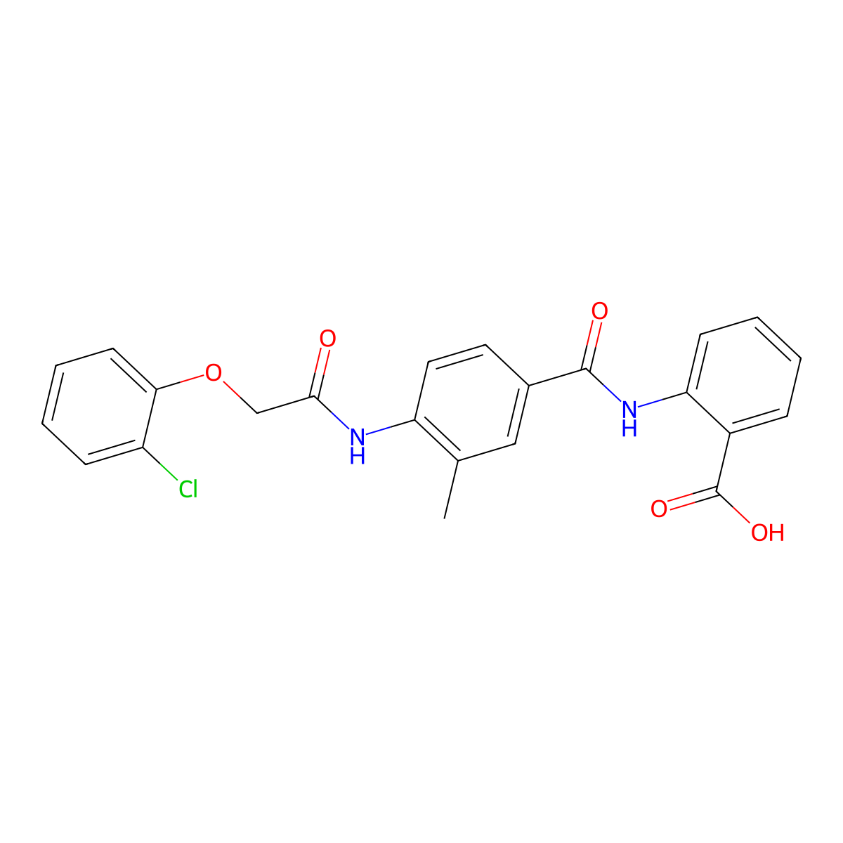 2-[[4-[[2-(2-Chlorophenoxy)acetyl]amino]-3-methylbenzoyl]amino]benzoic acid molecular structure, CAS 500263-44-5