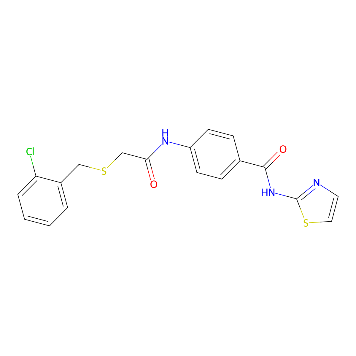 4-[[2-[(2-chlorophenyl)methylsulfanyl]acetyl]amino]-N-(1,3-thiazol-2-yl)benzamide molecular structure, CAS 500263-48-9