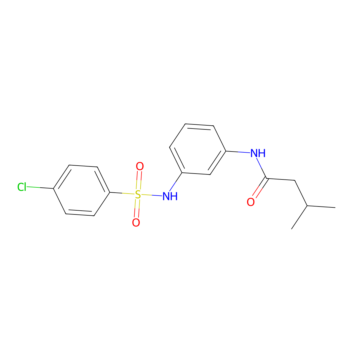 N-[3-[(4-chlorophenyl)sulfonylamino]phenyl]-3-methylbutanamide molecular structure, CAS 500263-49-0