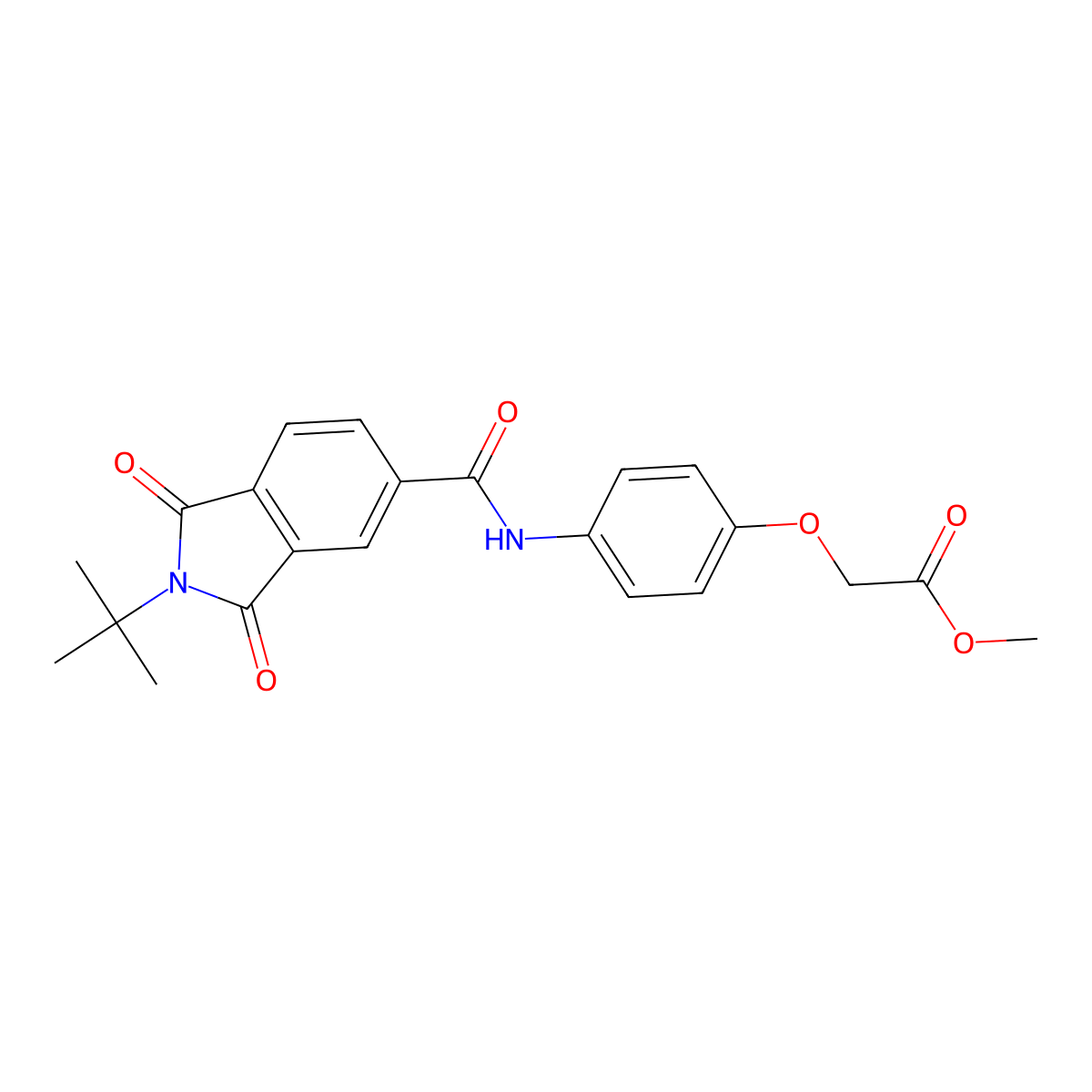 methyl (4-{[(2-tert-butyl-1,3-dioxo-2,3-dihydro-1H-isoindol-5-yl)carbonyl]amino}phenoxy)acetate molecular structure, CAS 500263-69-4