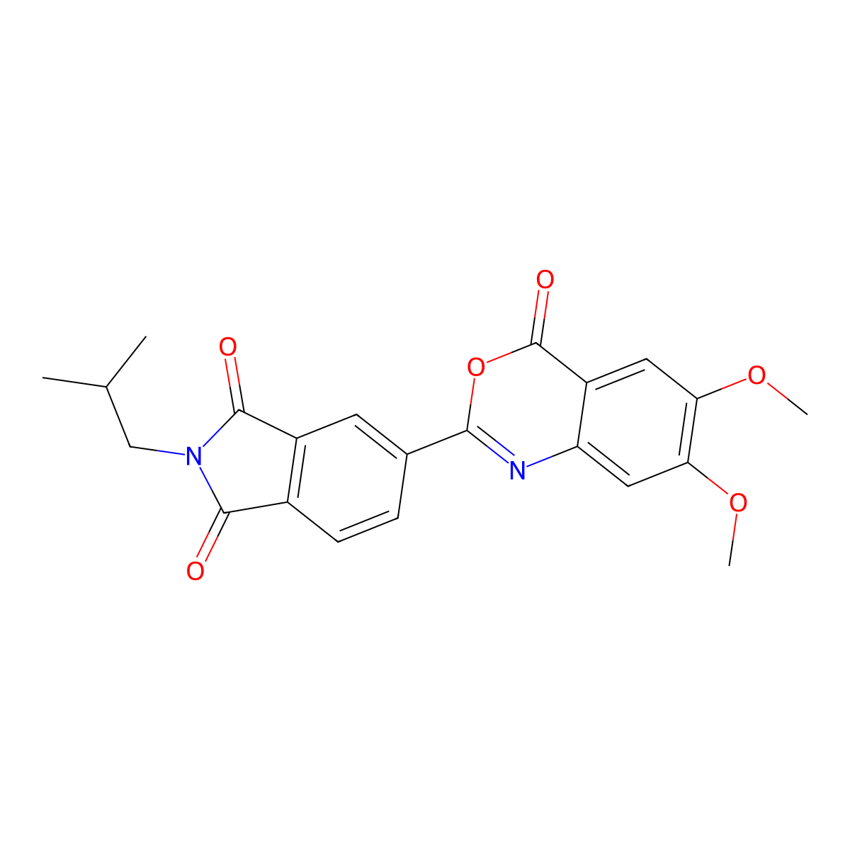 5-(6,7-Dimethoxy-4-oxo-3,1-benzoxazin-2-yl)-2-(2-methylpropyl)isoindole-1,3-dione molecular structure, CAS 500263-71-8