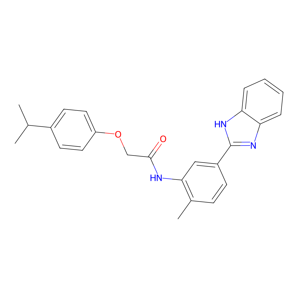 N-[5-(1H-benzimidazol-2-yl)-2-methylphenyl]-2-(4-propan-2-ylphenoxy)acetamide molecular structure, CAS 500263-86-5