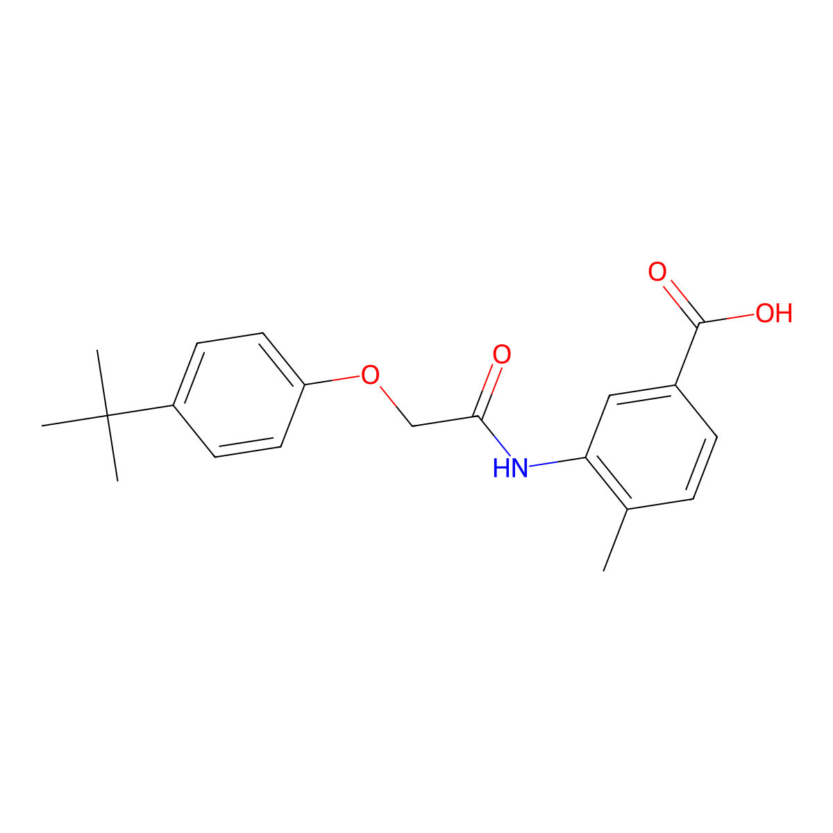 3-{[(4-Tert-butylphenoxy)acetyl]amino}-4-methylbenzoic acid molecular structure, CAS 500263-96-7