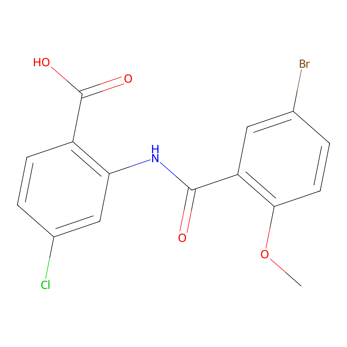 2-{[(5-Bromo-2-methoxyphenyl)carbonyl]amino}-4-chlorobenzoic acid molecular structure, CAS 500263-99-0
