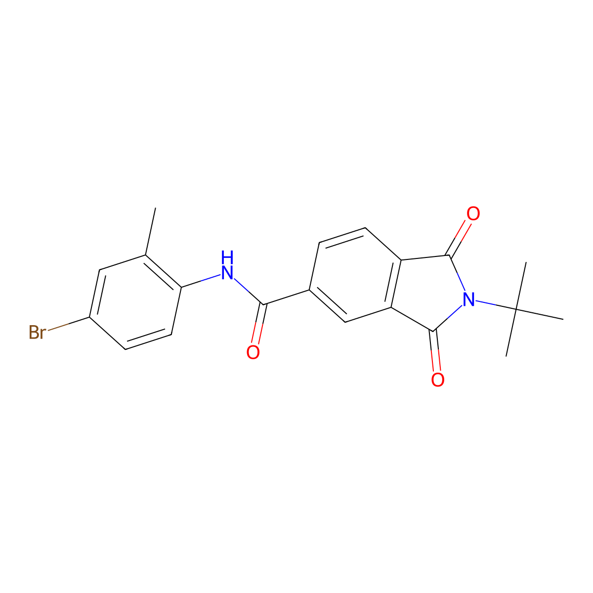 N-(4-bromo-2-methylphenyl)-2-tert-butyl-1,3-dioxoisoindole-5-carboxamide molecular structure, CAS 500264-03-9