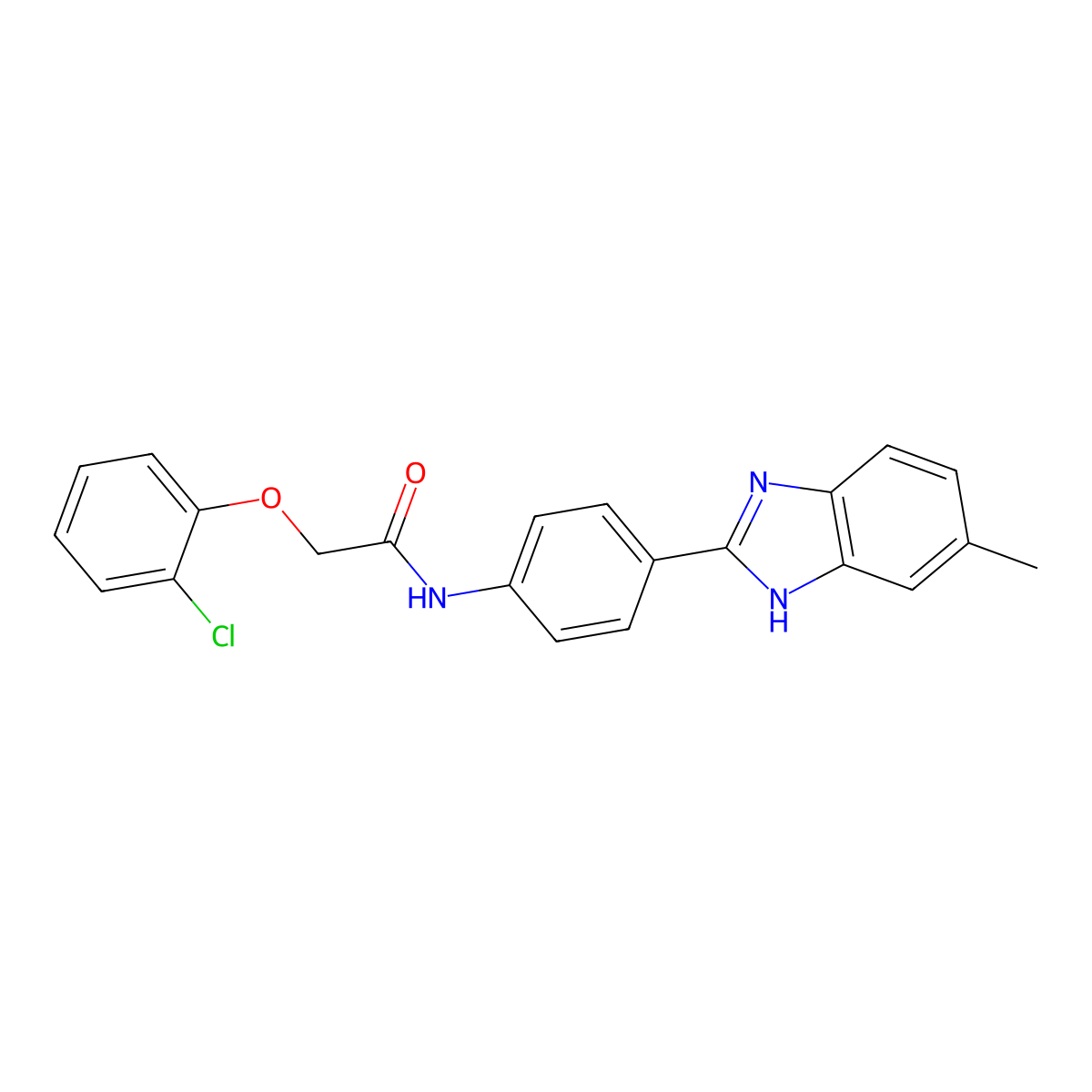 2-(2-chlorophenoxy)-N-[4-(5-methyl-1H-benzimidazol-2-yl)phenyl]acetamide molecular structure, CAS 500264-09-5