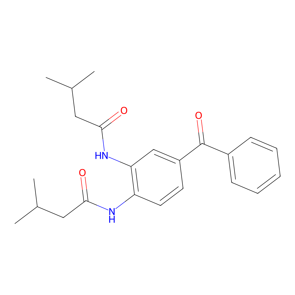 N-[4-benzoyl-2-(3-methylbutanoylamino)phenyl]-3-methylbutanamide molecular structure, CAS 500264-13-1