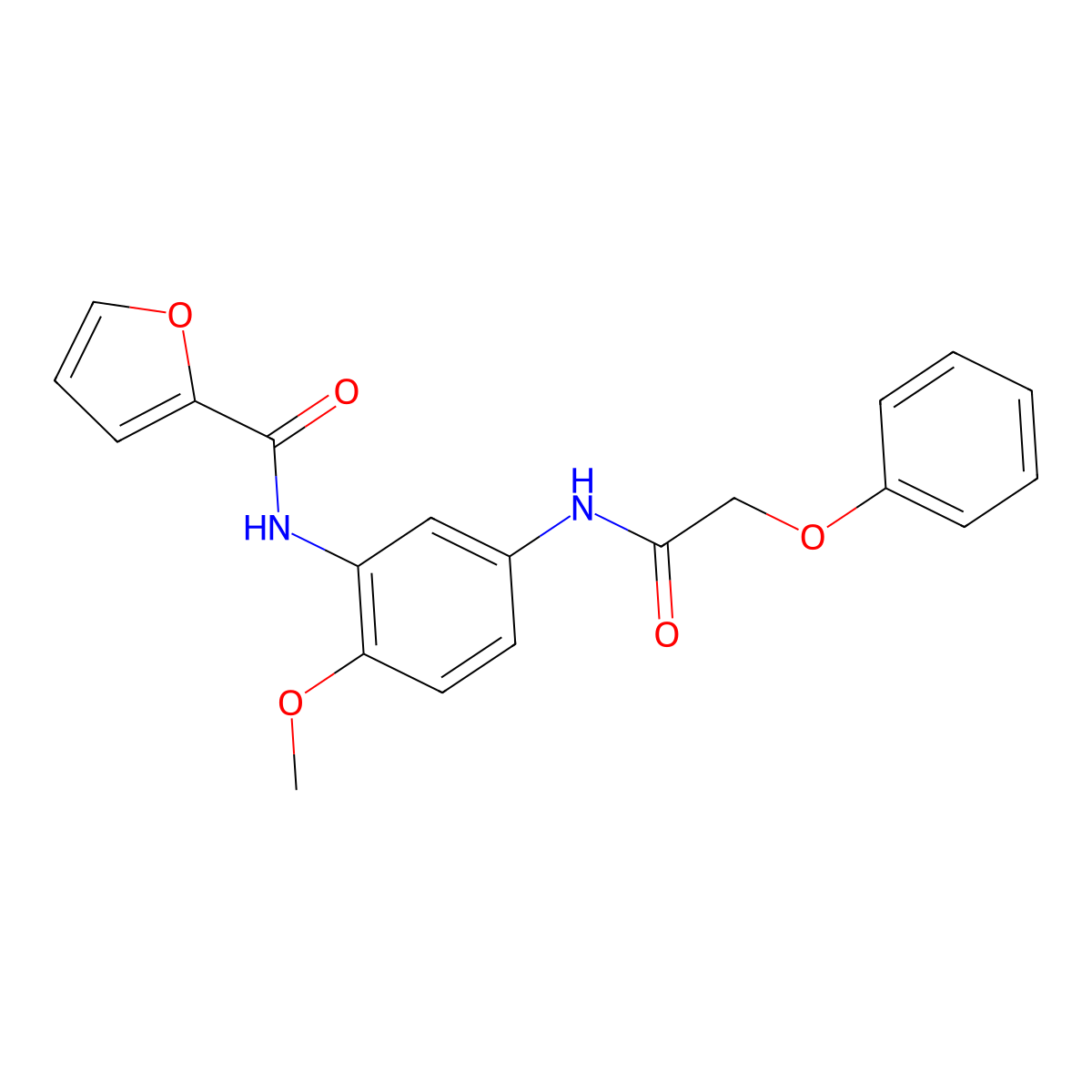 N-[2-methoxy-5-[(2-phenoxyacetyl)amino]phenyl]furan-2-carboxamide molecular structure, CAS 500264-18-6