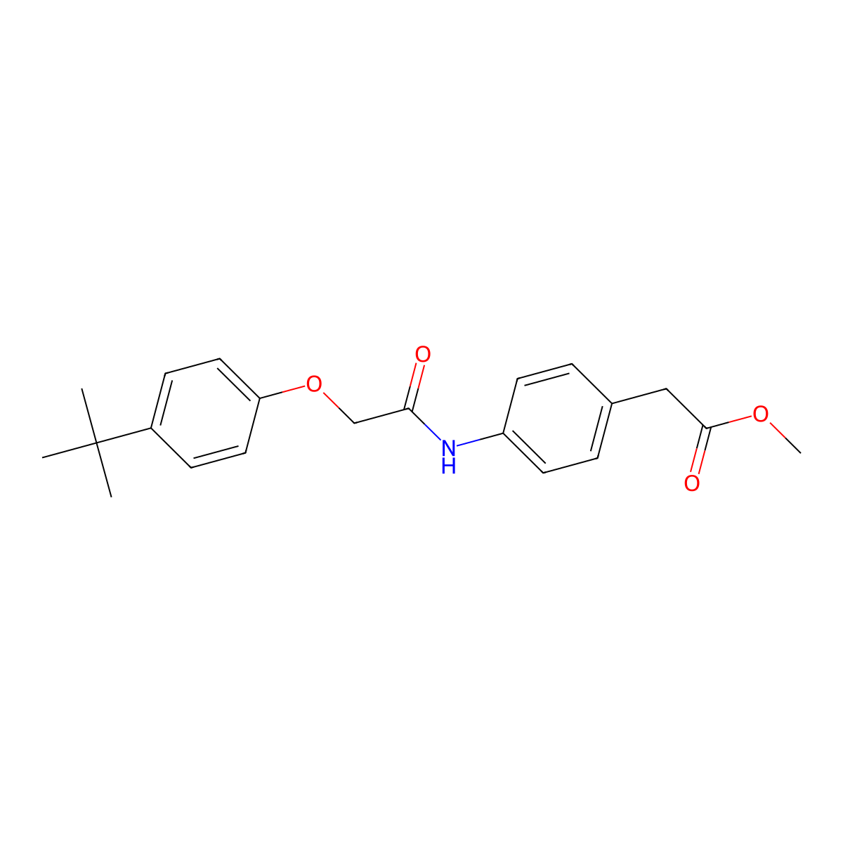 Methyl (4-{[(4-tert-butylphenoxy)acetyl]amino}phenyl)acetate molecular structure, CAS 500264-24-4