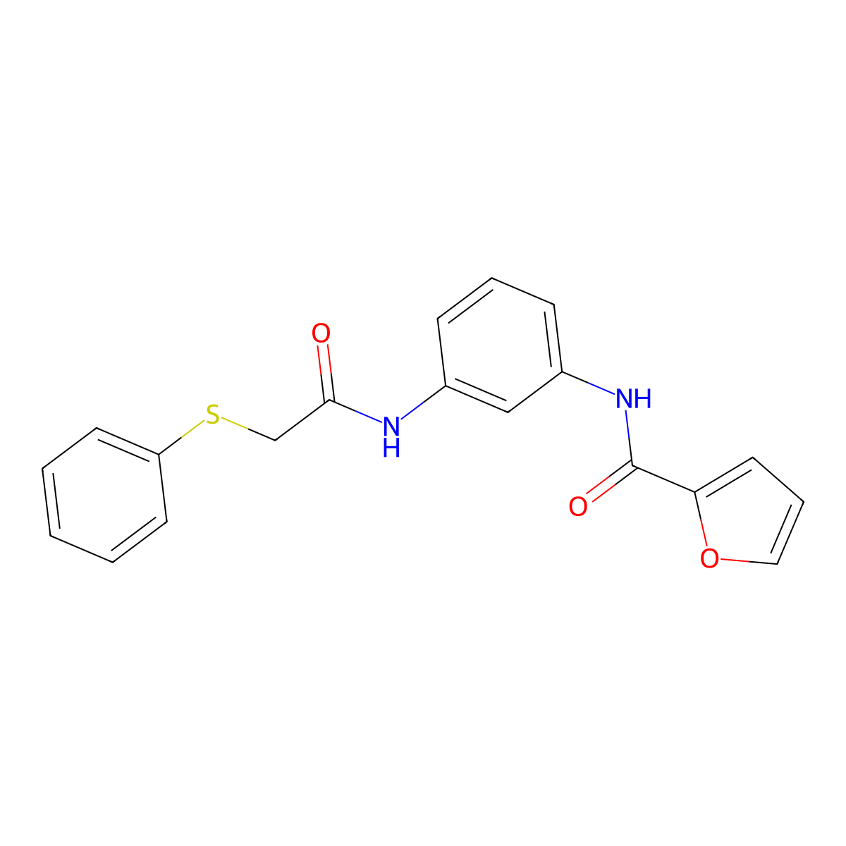 N-[3-[(2-phenylsulfanylacetyl)amino]phenyl]furan-2-carboxamide molecular structure, CAS 500264-46-0
