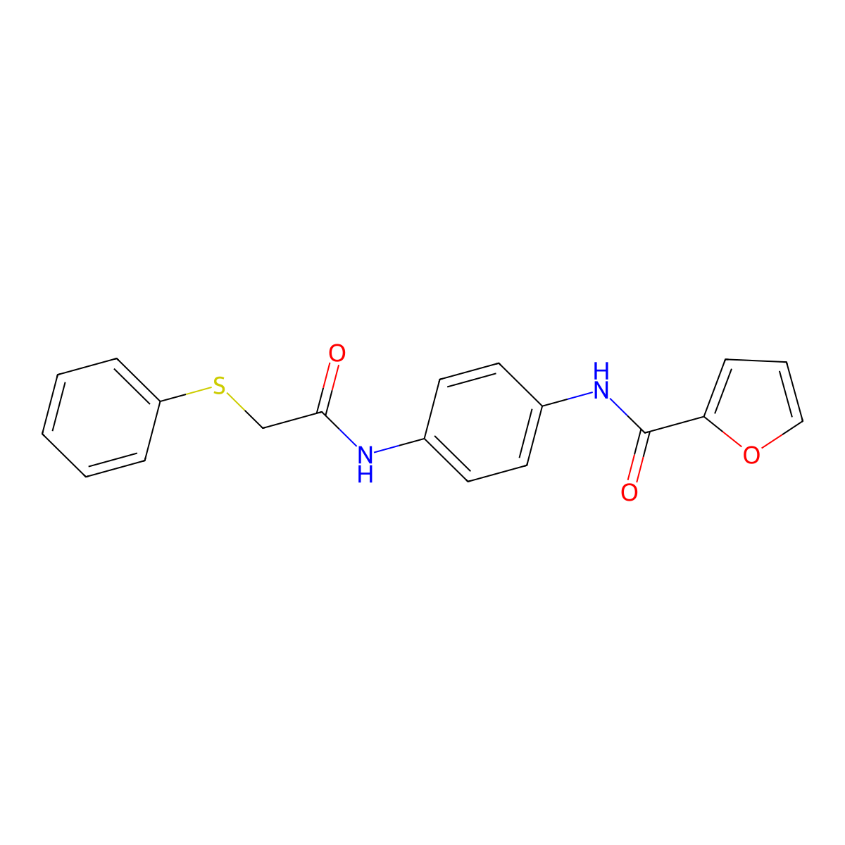 N-[4-[(2-phenylsulfanylacetyl)amino]phenyl]furan-2-carboxamide molecular structure, CAS 500264-47-1