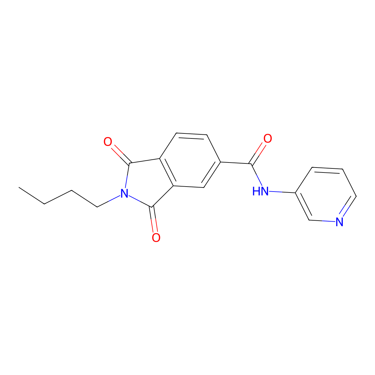 2-butyl-1,3-dioxo-N-pyridin-3-ylisoindole-5-carboxamide molecular structure, CAS 500264-51-7