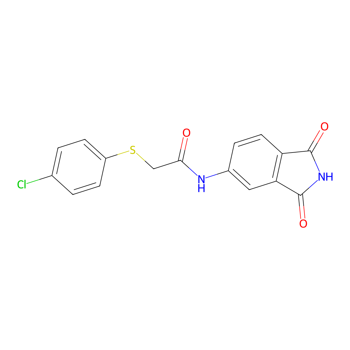 2-(4-chlorophenyl)sulfanyl-N-(1,3-dioxoisoindol-5-yl)acetamide molecular structure, CAS 500264-57-3