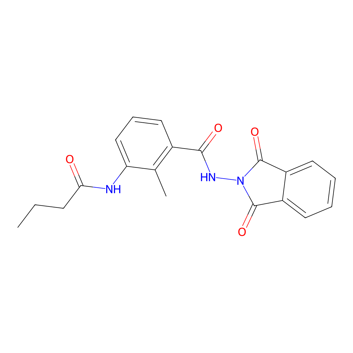 3-(butanoylamino)-N-(1,3-dioxoisoindol-2-yl)-2-methylbenzamide molecular structure, CAS 500264-64-2