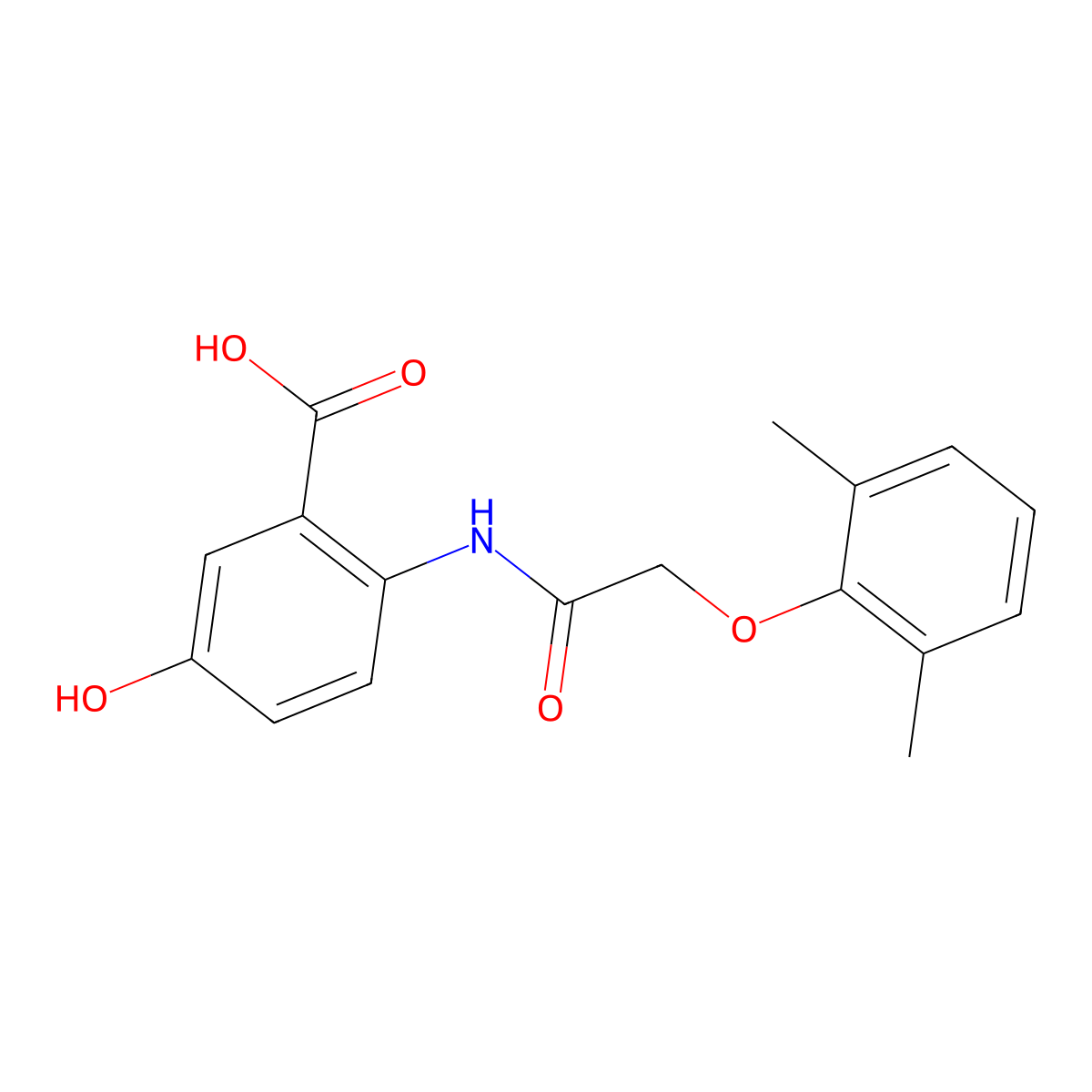 2-{[(2,6-Dimethylphenoxy)acetyl]amino}-5-hydroxybenzoic acid molecular structure, CAS 500264-70-0