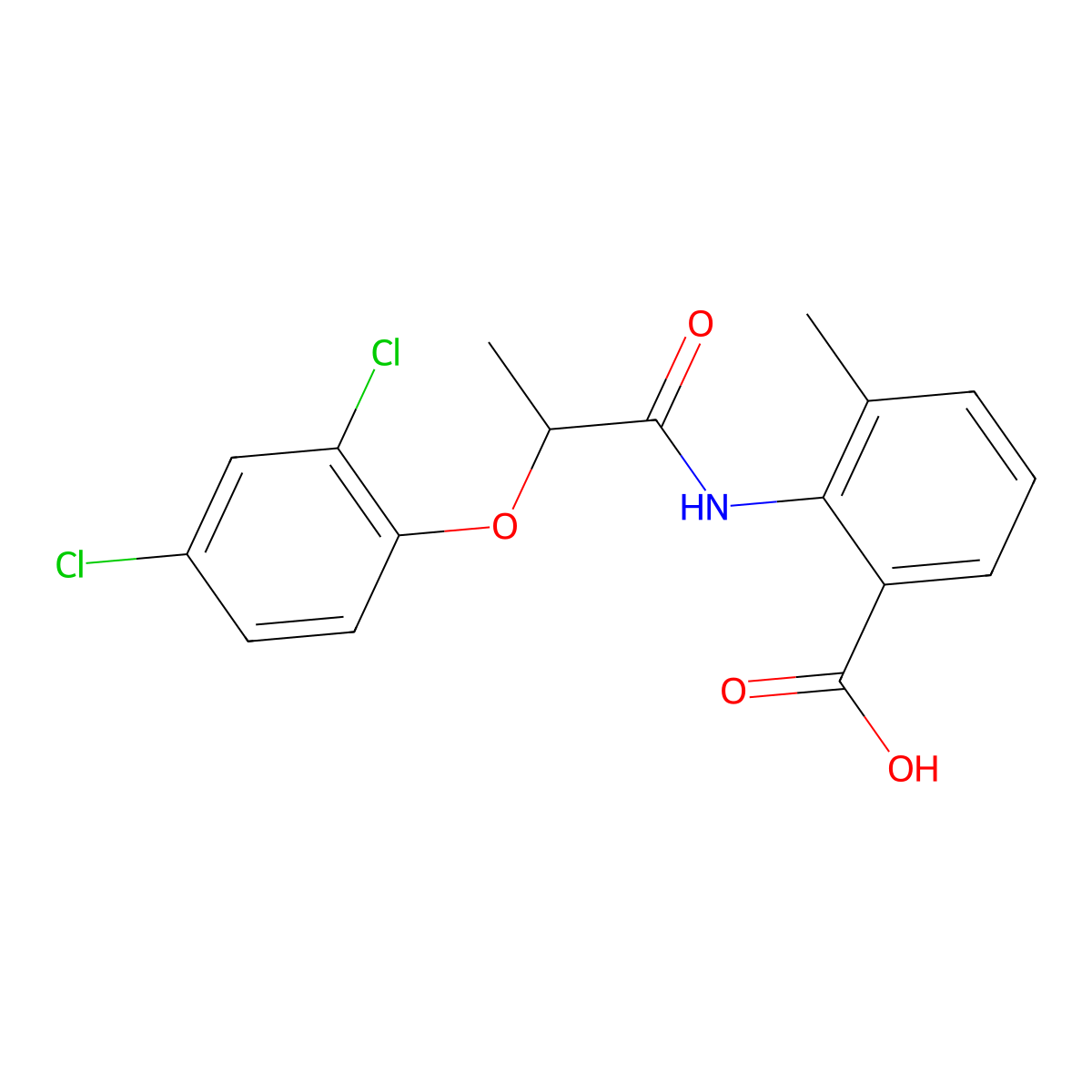 2-{[2-(2,4-Dichlorophenoxy)propanoyl]amino}-3-methylbenzoic acid molecular structure, CAS 500264-74-4