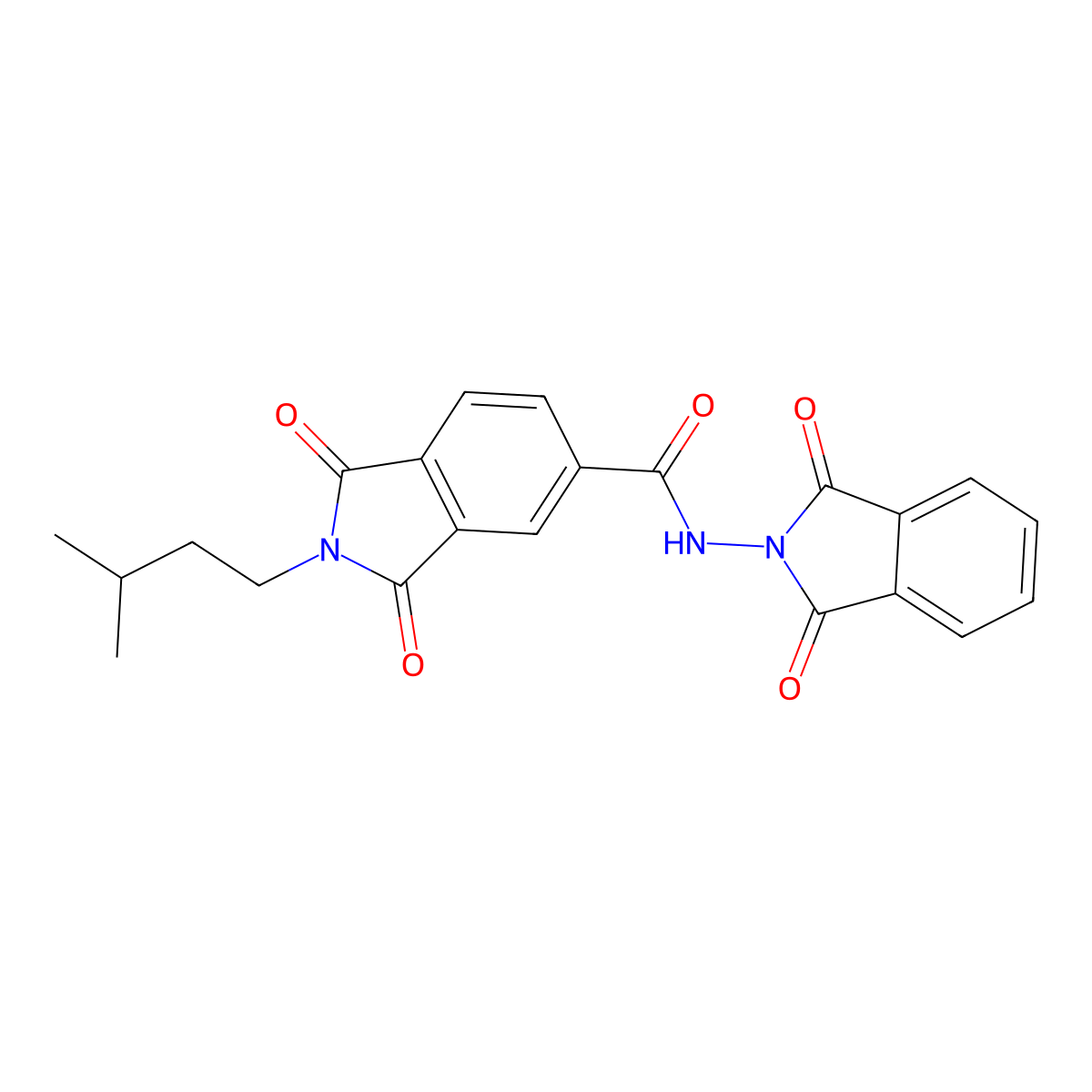 N-(1,3-dioxoisoindol-2-yl)-2-(3-methylbutyl)-1,3-dioxoisoindole-5-carboxamide molecular structure, CAS 500264-88-0