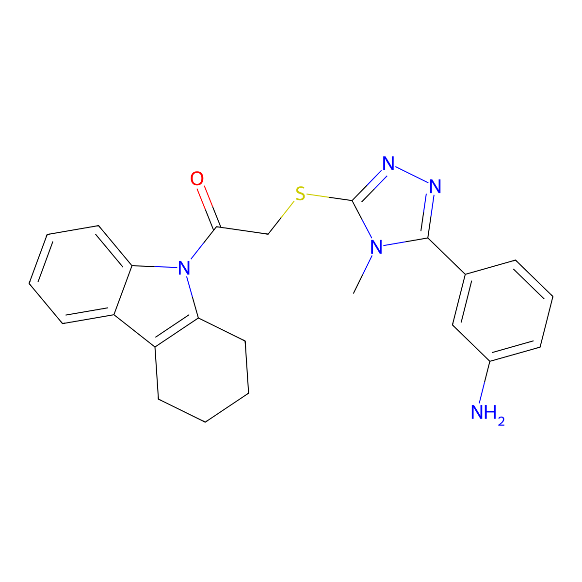 2-{[5-(3-aminophenyl)-4-methyl-4H-1,2,4-triazol-3-yl]sulfanyl}-1-(1,2,3,4-tetrahydro-9H-carbazol-9-yl)ethanone molecular structure, CAS 500264-95-9