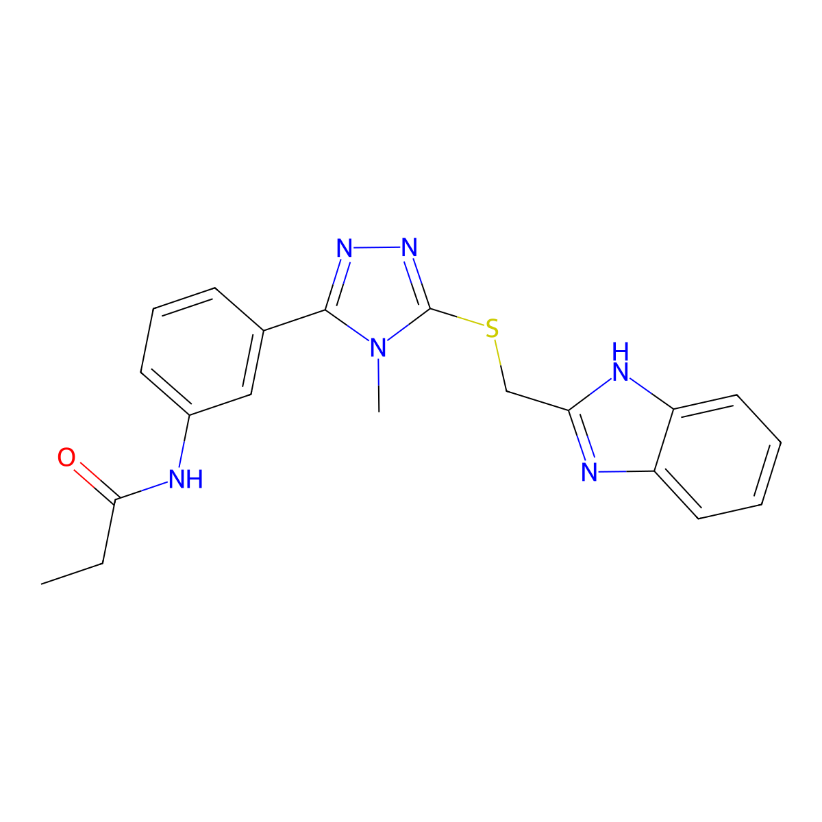 N-[3-[5-(1H-benzimidazol-2-ylmethylsulfanyl)-4-methyl-1,2,4-triazol-3-yl]phenyl]propanamide molecular structure, CAS 500265-01-0
