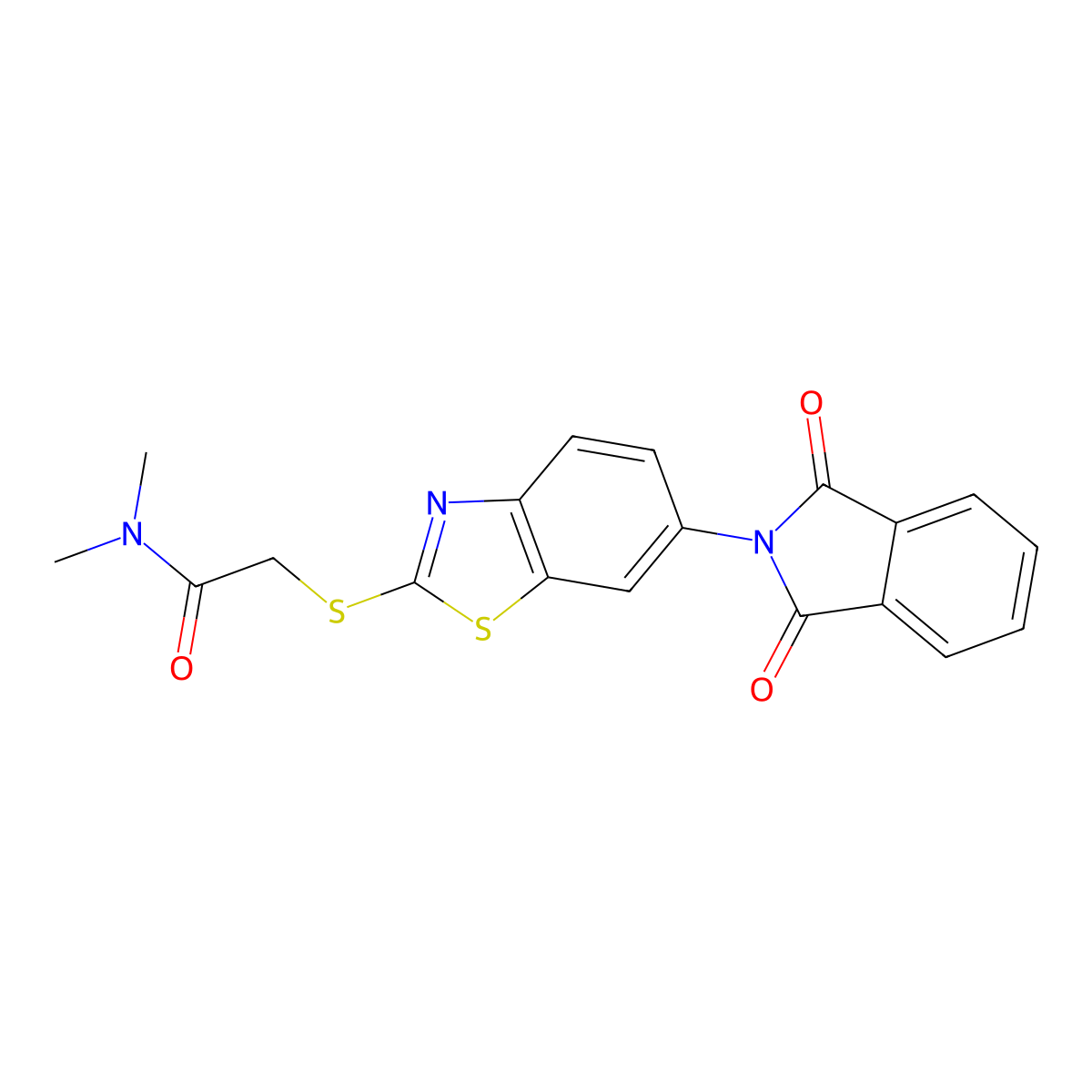 2-[[6-(1,3-dioxoisoindol-2-yl)-1,3-benzothiazol-2-yl]sulfanyl]-N,N-dimethylacetamide molecular structure, CAS 500265-09-8
