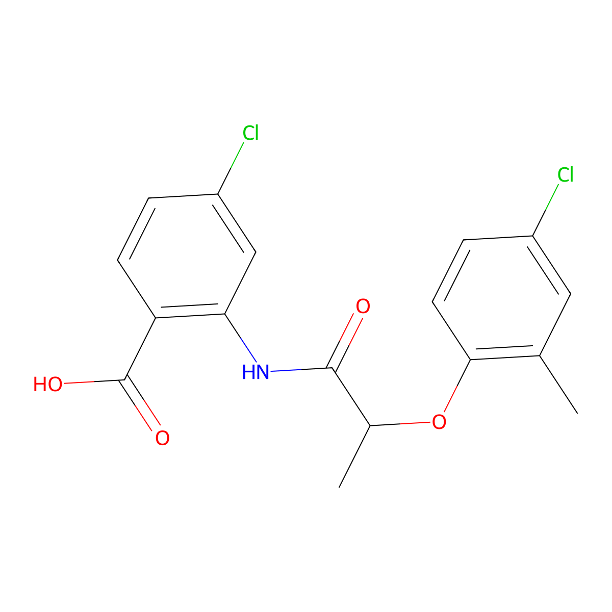 4-Chloro-2-[2-(4-chloro-2-methylphenoxy)propanoylamino]benzoic acid molecular structure, CAS 500265-12-3