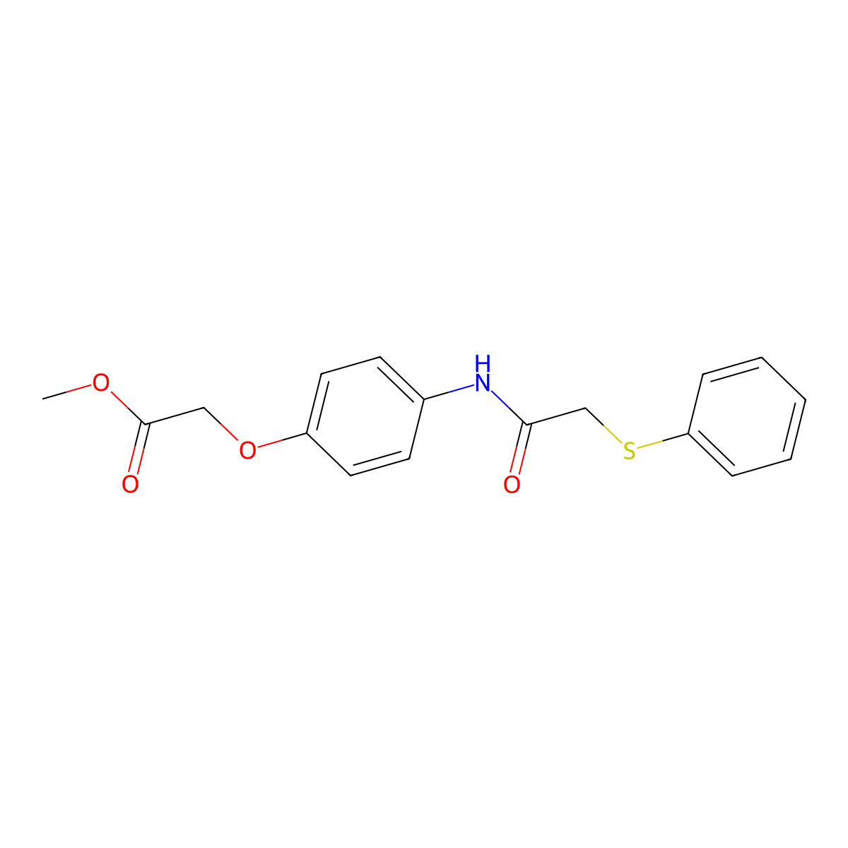 Methyl (4-{[(phenylsulfanyl)acetyl]amino}phenoxy)acetate molecular structure, CAS 500265-18-9