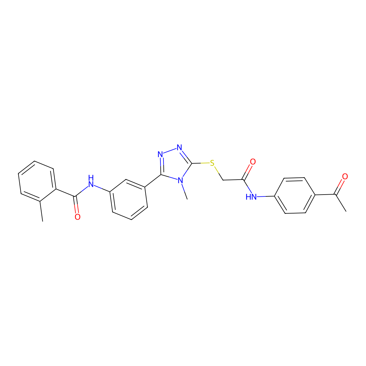 N-[3-[5-[2-(4-acetylanilino)-2-oxoethyl]sulfanyl-4-methyl-1,2,4-triazol-3-yl]phenyl]-2-methylbenzamide molecular structure, CAS 500265-36-1