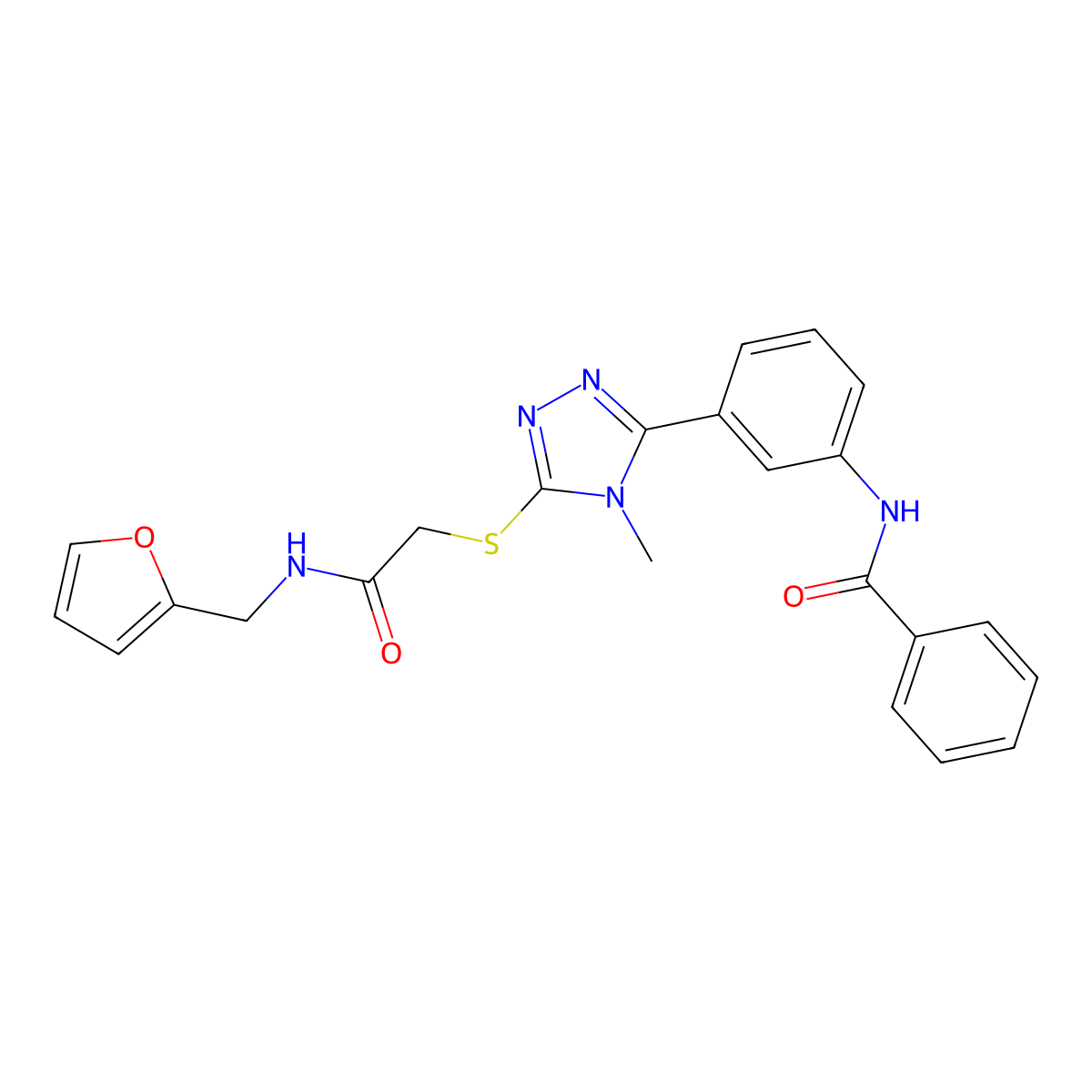 N-[3-[5-[2-(furan-2-ylmethylamino)-2-oxoethyl]sulfanyl-4-methyl-1,2,4-triazol-3-yl]phenyl]benzamide molecular structure, CAS 500265-54-3