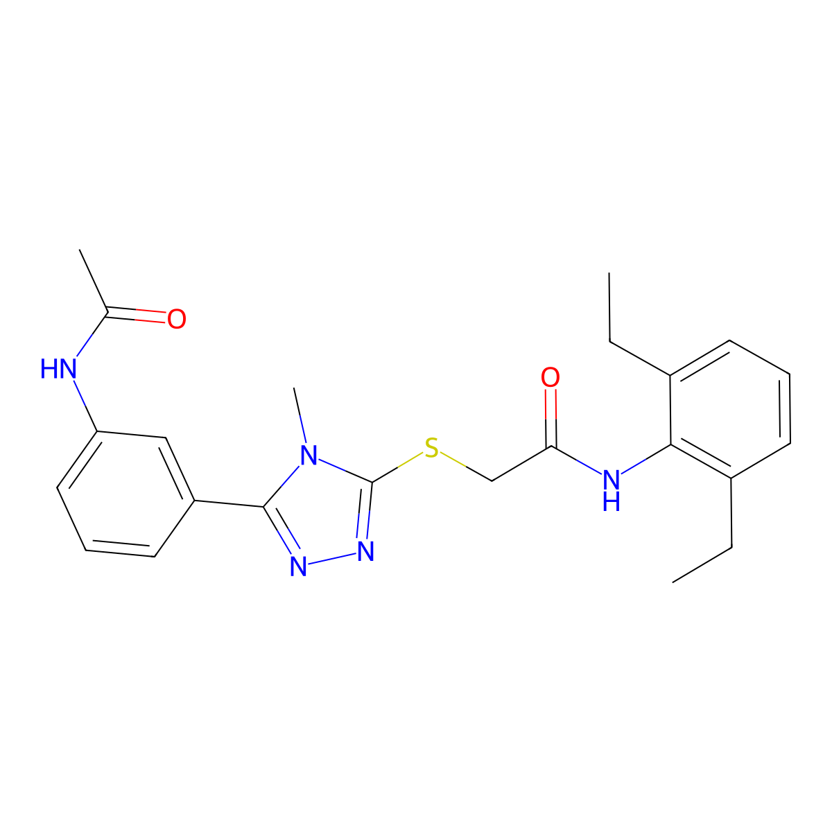 2-[[5-(3-acetamidophenyl)-4-methyl-1,2,4-triazol-3-yl]sulfanyl]-N-(2,6-diethylphenyl)acetamide molecular structure, CAS 500265-67-8