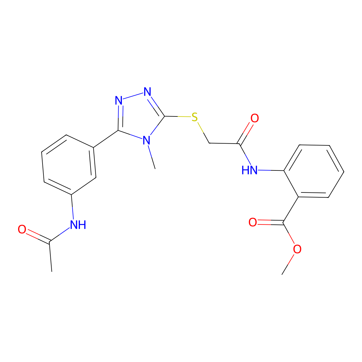 methyl 2-{[({5-[3-(acetylamino)phenyl]-4-methyl-4H-1,2,4-triazol-3-yl}sulfanyl)acetyl]amino}benzoate molecular structure, CAS 500265-70-3