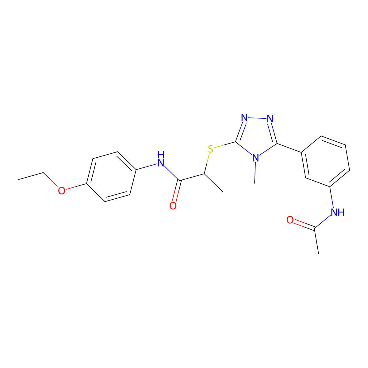 2-[[5-(3-acetamidophenyl)-4-methyl-1,2,4-triazol-3-yl]sulfanyl]-N-(4-ethoxyphenyl)propanamide molecular structure, CAS 500265-71-4
