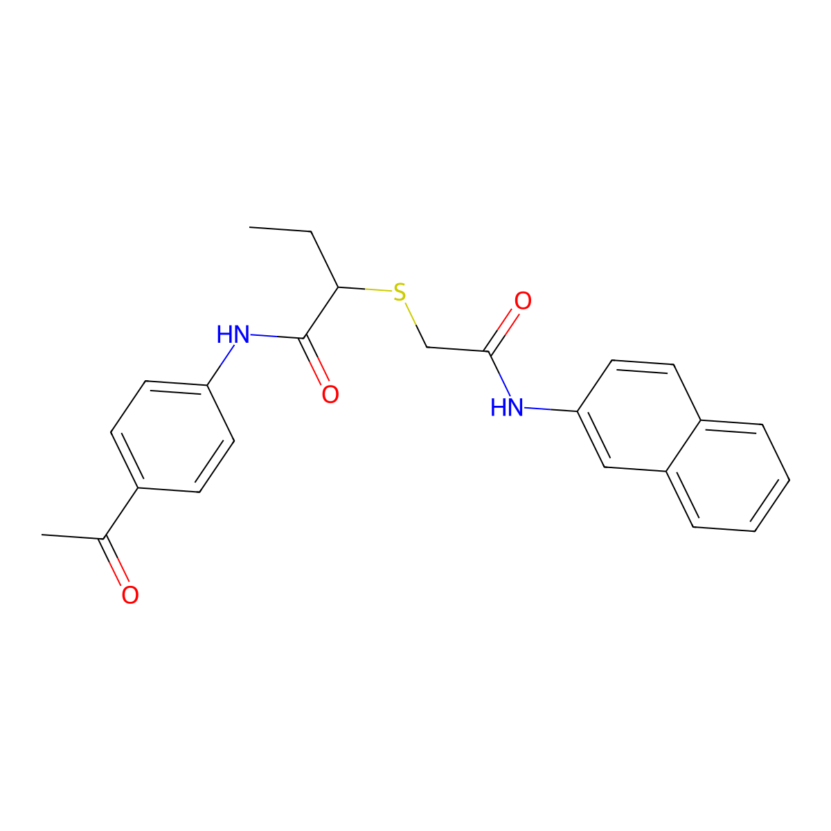 N-(4-acetylphenyl)-2-[2-(naphthalen-2-ylamino)-2-oxoethyl]sulfanylbutanamide molecular structure, CAS 500265-80-5