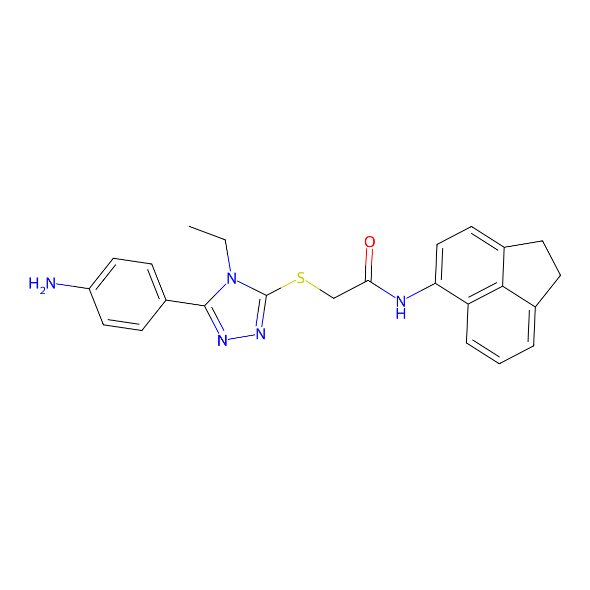 2-[[5-(4-aminophenyl)-4-ethyl-1,2,4-triazol-3-yl]sulfanyl]-N-(1,2-dihydroacenaphthylen-5-yl)acetamide molecular structure, CAS 500265-87-2
