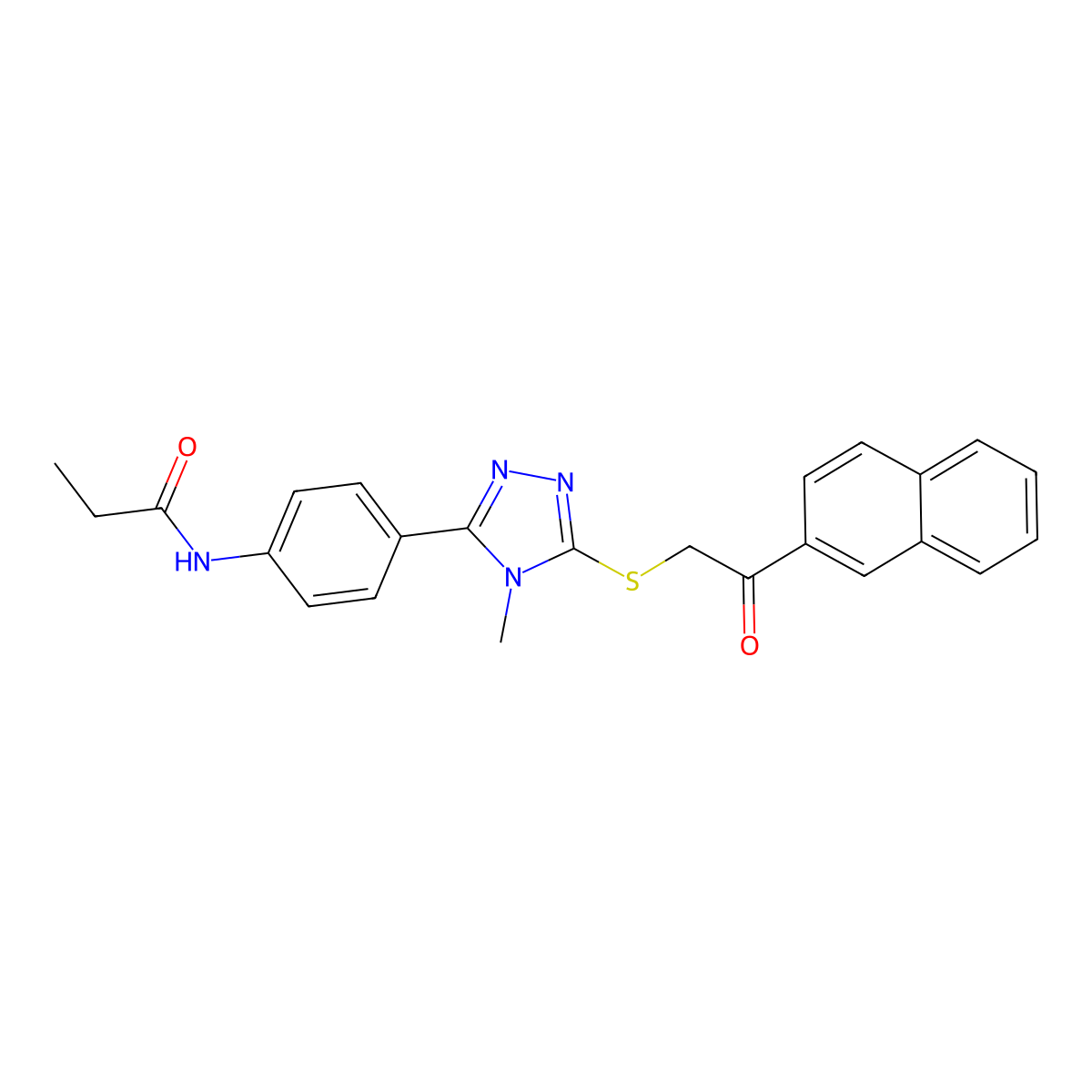 N-[4-[4-methyl-5-(2-naphthalen-2-yl-2-oxoethyl)sulfanyl-1,2,4-triazol-3-yl]phenyl]propanamide molecular structure, CAS 500265-93-0