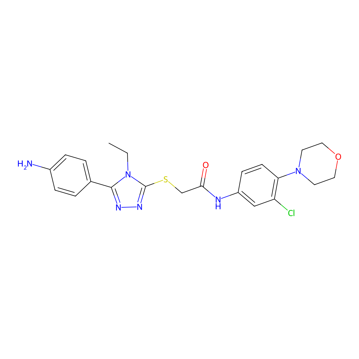 2-[[5-(4-aminophenyl)-4-ethyl-1,2,4-triazol-3-yl]sulfanyl]-N-(3-chloro-4-morpholin-4-ylphenyl)acetamide molecular structure, CAS 500266-03-5