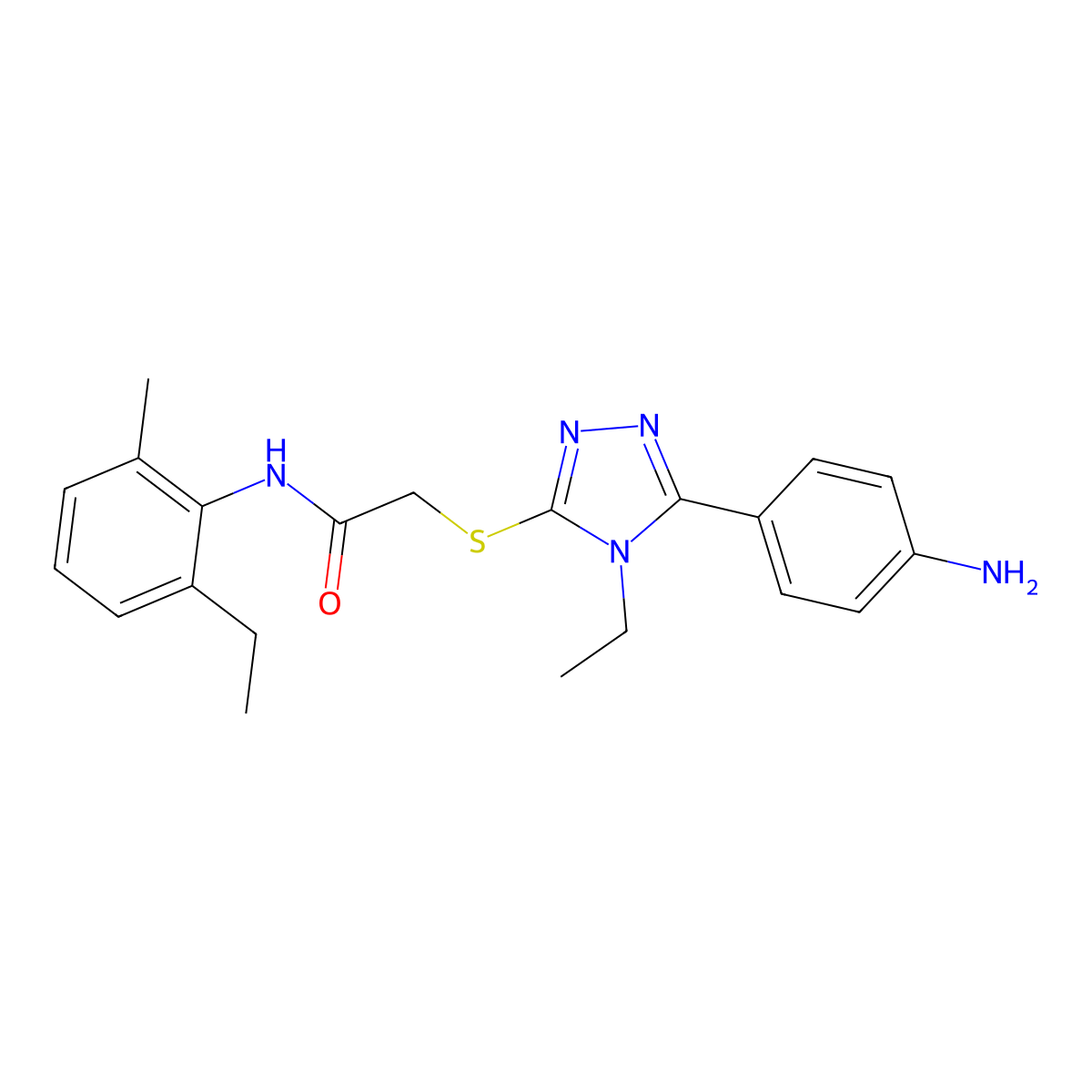 2-{[5-(4-aminophenyl)-4-ethyl-4H-1,2,4-triazol-3-yl]sulfanyl}-N-(2-ethyl-6-methylphenyl)acetamide molecular structure, CAS 500266-14-8