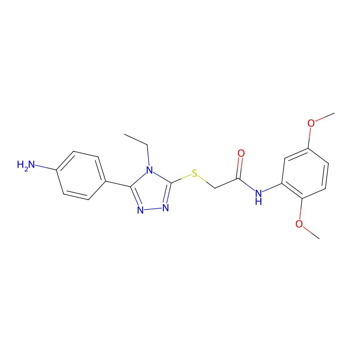 2-[[5-(4-aminophenyl)-4-ethyl-1,2,4-triazol-3-yl]sulfanyl]-N-(2,5-dimethoxyphenyl)acetamide molecular structure, CAS 500266-17-1