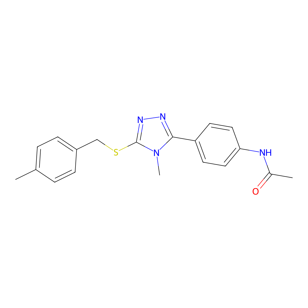 N-[4-[4-methyl-5-[(4-methylphenyl)methylsulfanyl]-1,2,4-triazol-3-yl]phenyl]acetamide molecular structure, CAS 500266-25-1