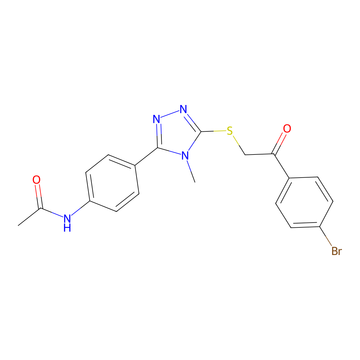 N-[4-[5-[2-(4-bromophenyl)-2-oxoethyl]sulfanyl-4-methyl-1,2,4-triazol-3-yl]phenyl]acetamide molecular structure, CAS 500266-29-5