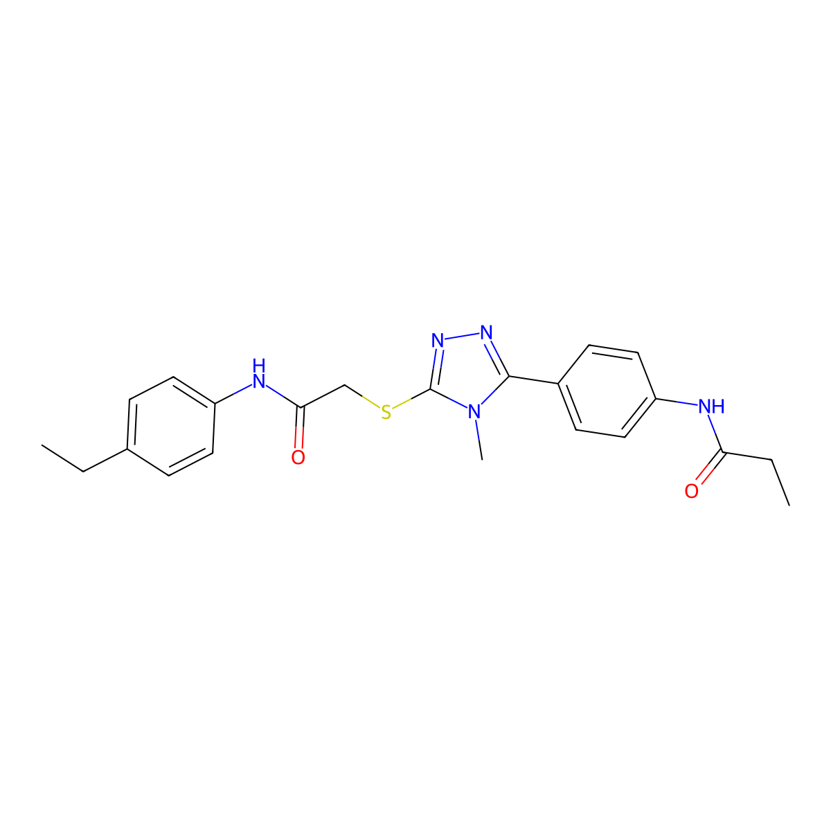 N-[4-[5-[2-(4-ethylanilino)-2-oxoethyl]sulfanyl-4-methyl-1,2,4-triazol-3-yl]phenyl]propanamide molecular structure, CAS 500266-30-8