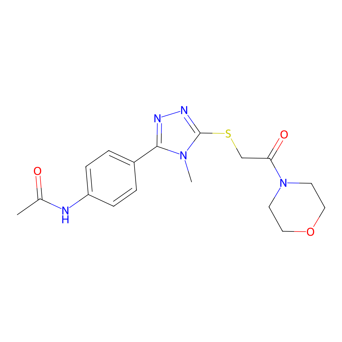 N-[4-[4-methyl-5-(2-morpholin-4-yl-2-oxoethyl)sulfanyl-1,2,4-triazol-3-yl]phenyl]acetamide molecular structure, CAS 500266-36-4